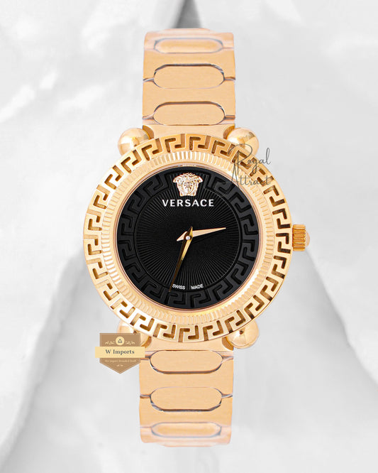 Latest Collection Yellow Gold With Black Dial Ladies Watch