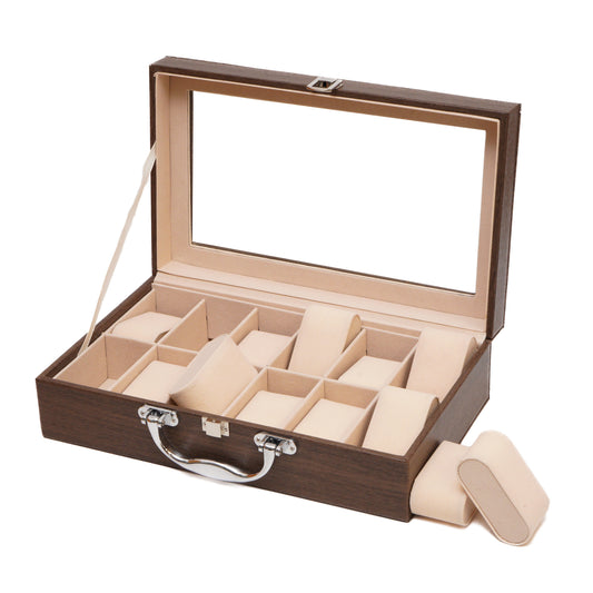 Brown Leather Watch Organizer 12x