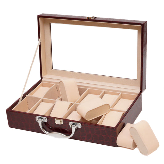 Maroon Leather Watch Organizer 12x
