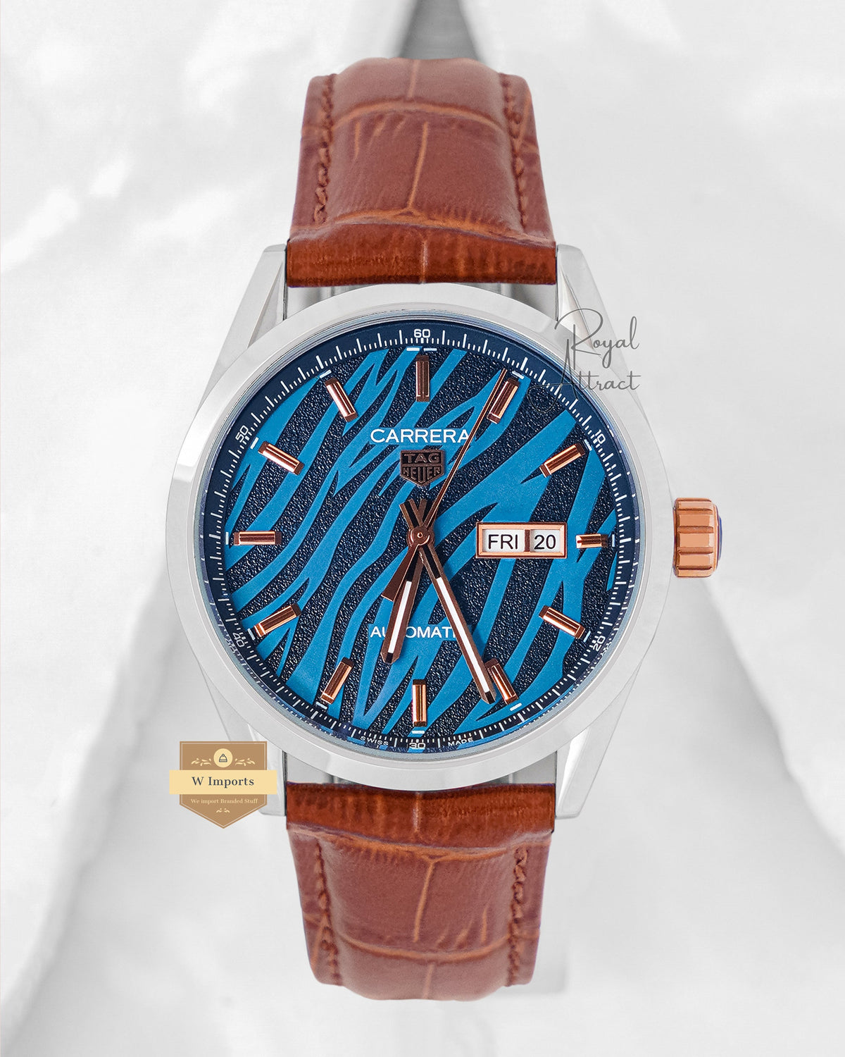 Latest Collection Silver Case With Blue Dial Leather Strap Automatic Watch For Men