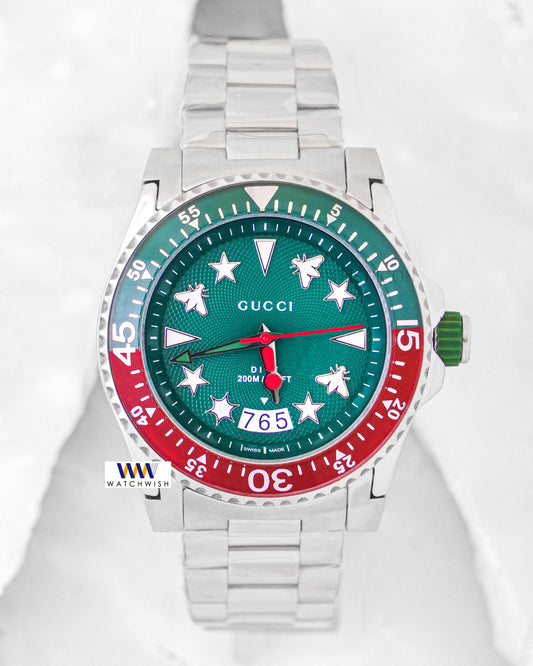 Latest Collection Silver With Green Dial Chain Watch