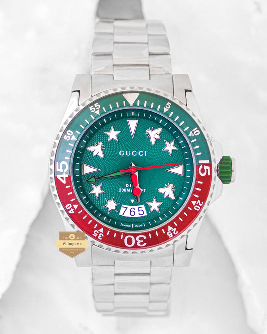 Latest Collection Silver With Green Dial Chain Watch