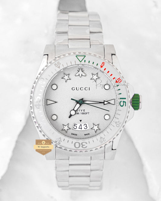Latest Collection Silver With White Dial Chain Watch