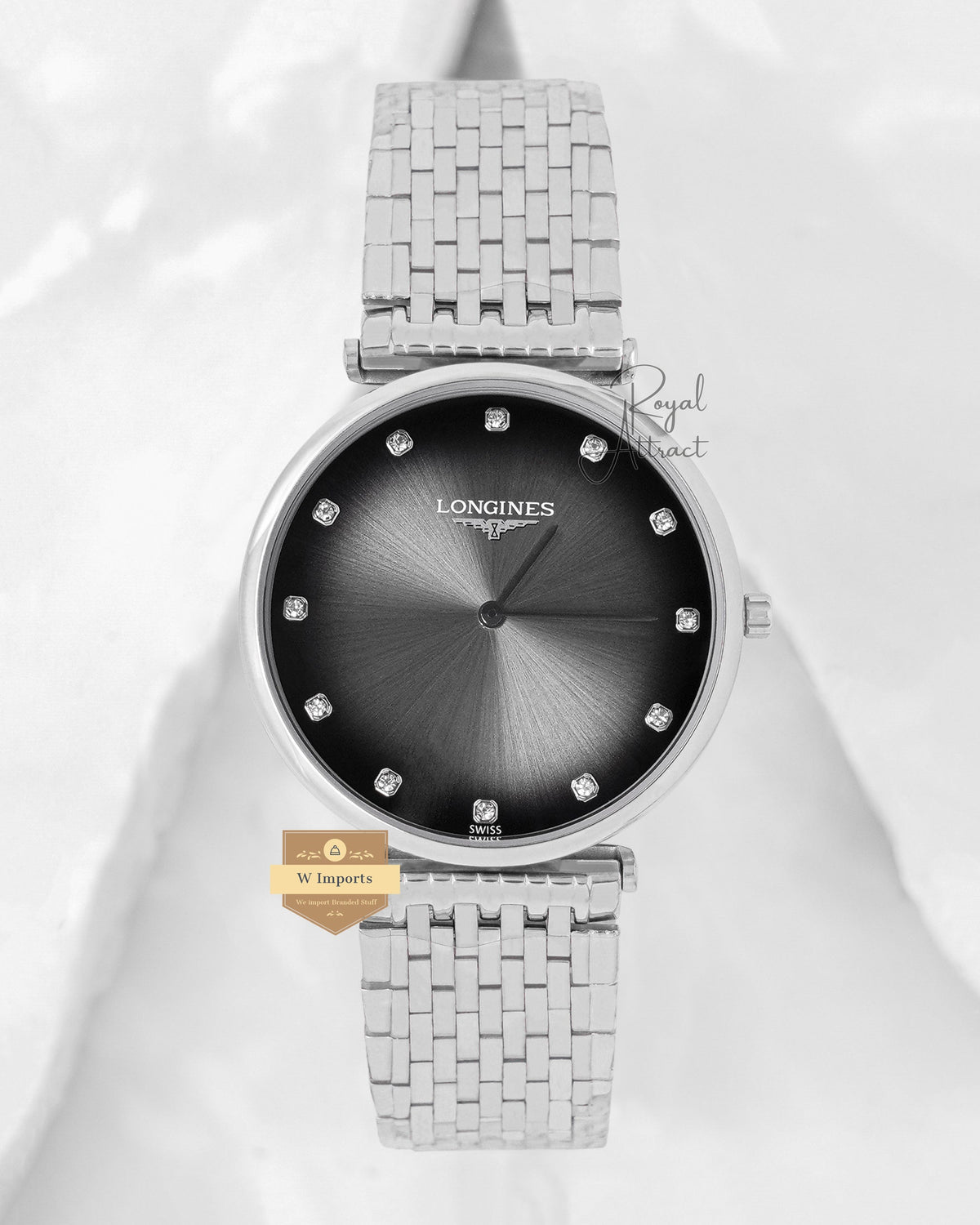 Latest Collection Silver With Charcoal Gray Dial Slim Watch For Men
