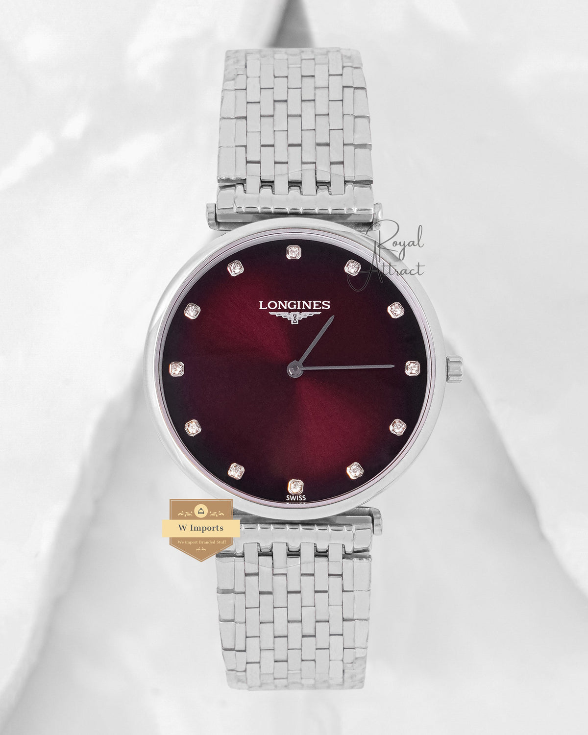 Latest Collection Silver With Maroon Dial Slim Watch For Men