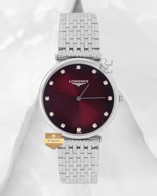 Latest Collection Silver With Maroon Dial Slim Watch For Men