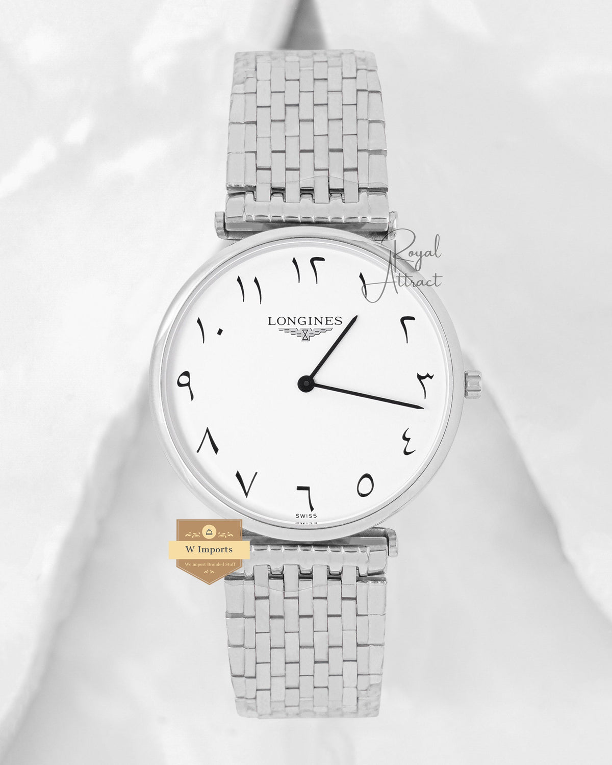 Latest Collection Silver With Arabic Figure White Dial Slim Watch For Men