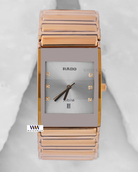 Latest Collection Square Yellow Gold With Gray Dial Chain Watch