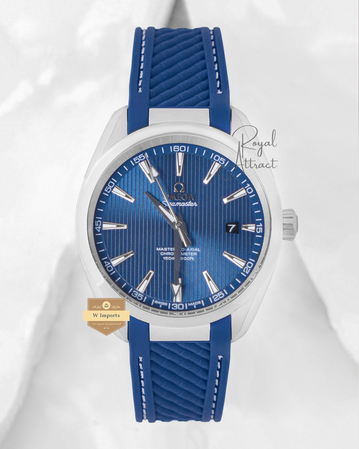 Latest Collection Silver Case With Blue Dial & Rubber Strap