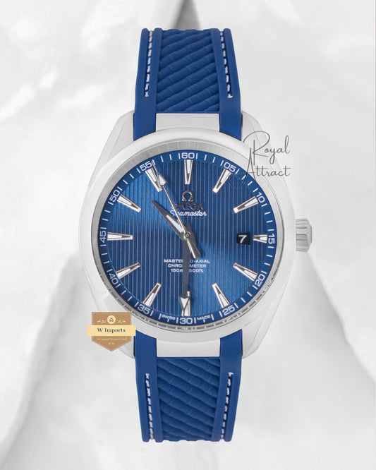 Latest Collection Silver Case With Blue Dial & Rubber Strap