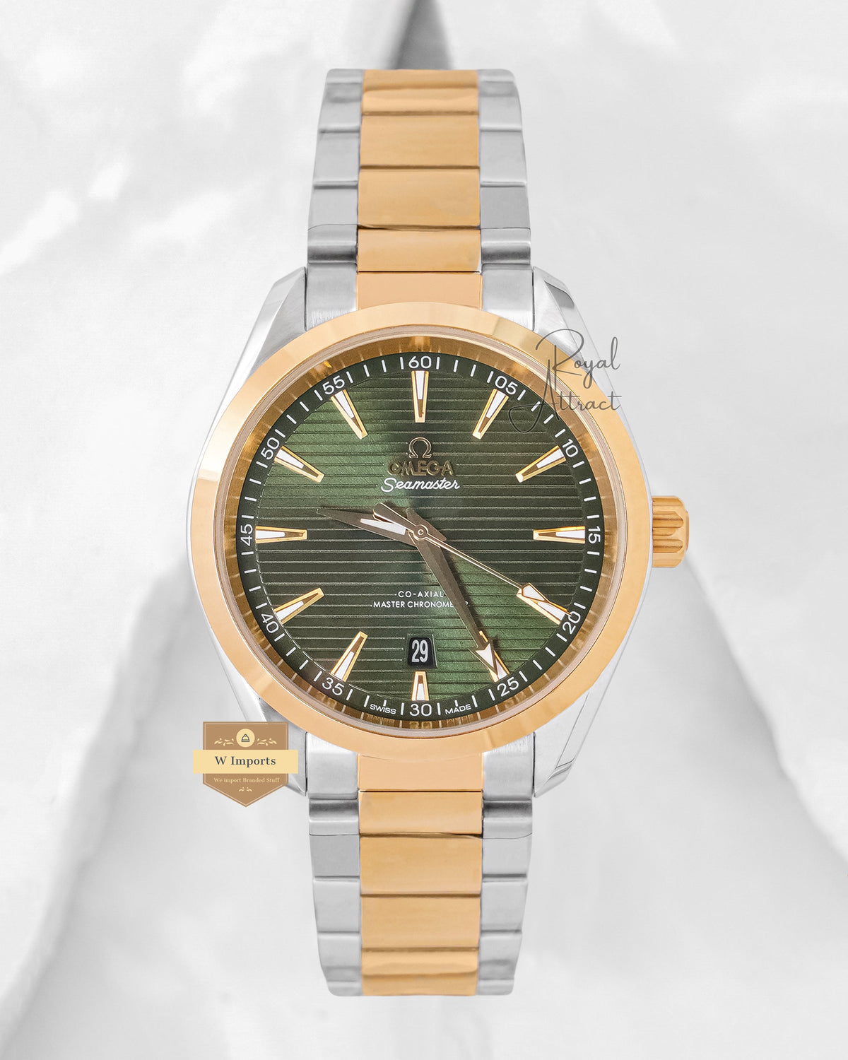Latest Collection Two Tone Yellow Gold With Green Dial Automatic Watch