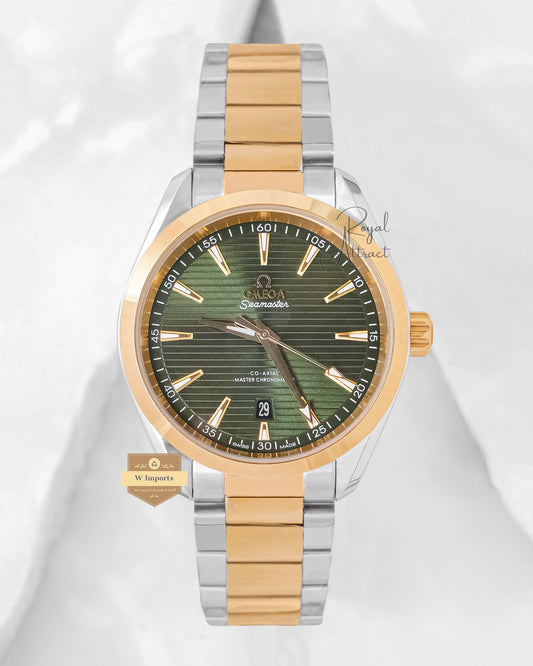Latest Collection Two Tone Yellow Gold With Green Dial Automatic Watch