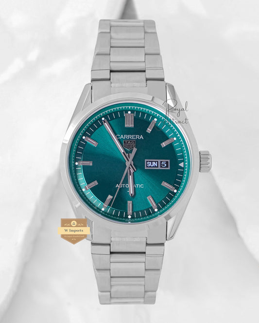 Latest Collection Silver With Green Sunray Dial Automatic Watch