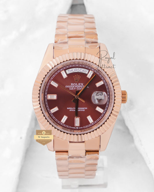 Latest Collection 40 Rose Gold With Stone Bezel Brown Dial Automatic Watch ZR Factory