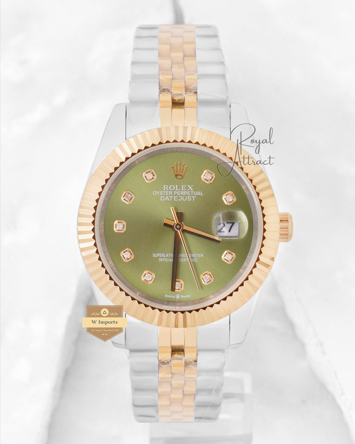 Latest Collection 41 Two Tone Yellow Gold With Green Dial Automatic Watch ZR Factory