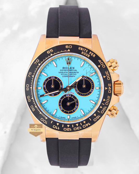 Latest Collection 40 Yellow Gold Case With Tiffany Blue Dial & Rubber Strap Ew Made