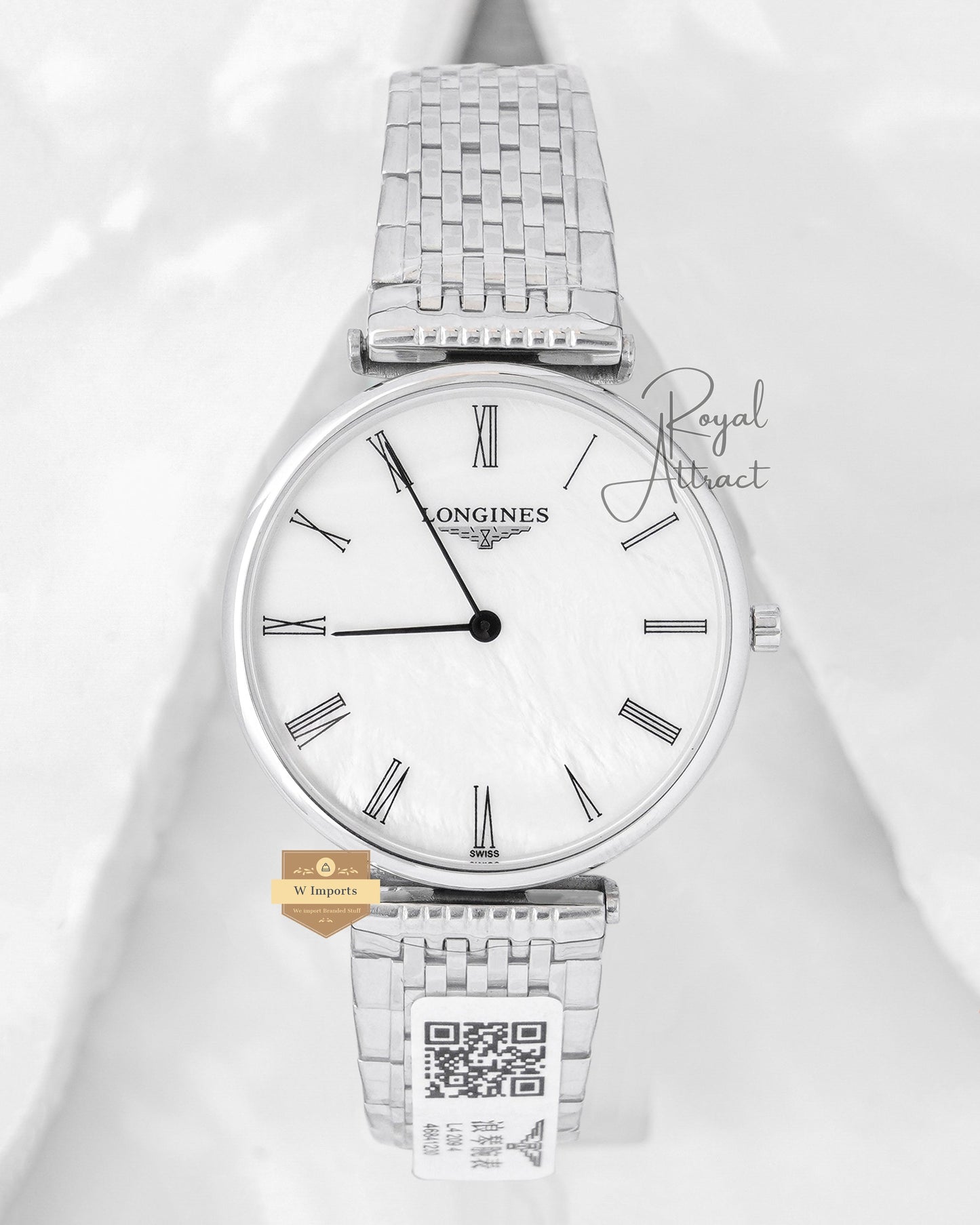 Latest Collection Silver With Mother Of Pearl Dial Roman Figure Slim Watch For Men