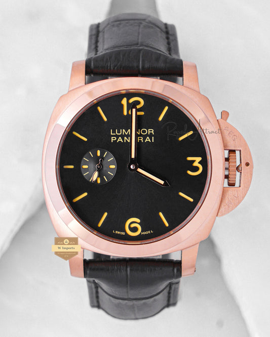 Latest Collection Rose Gold Case With Black Dial & Leather Strap