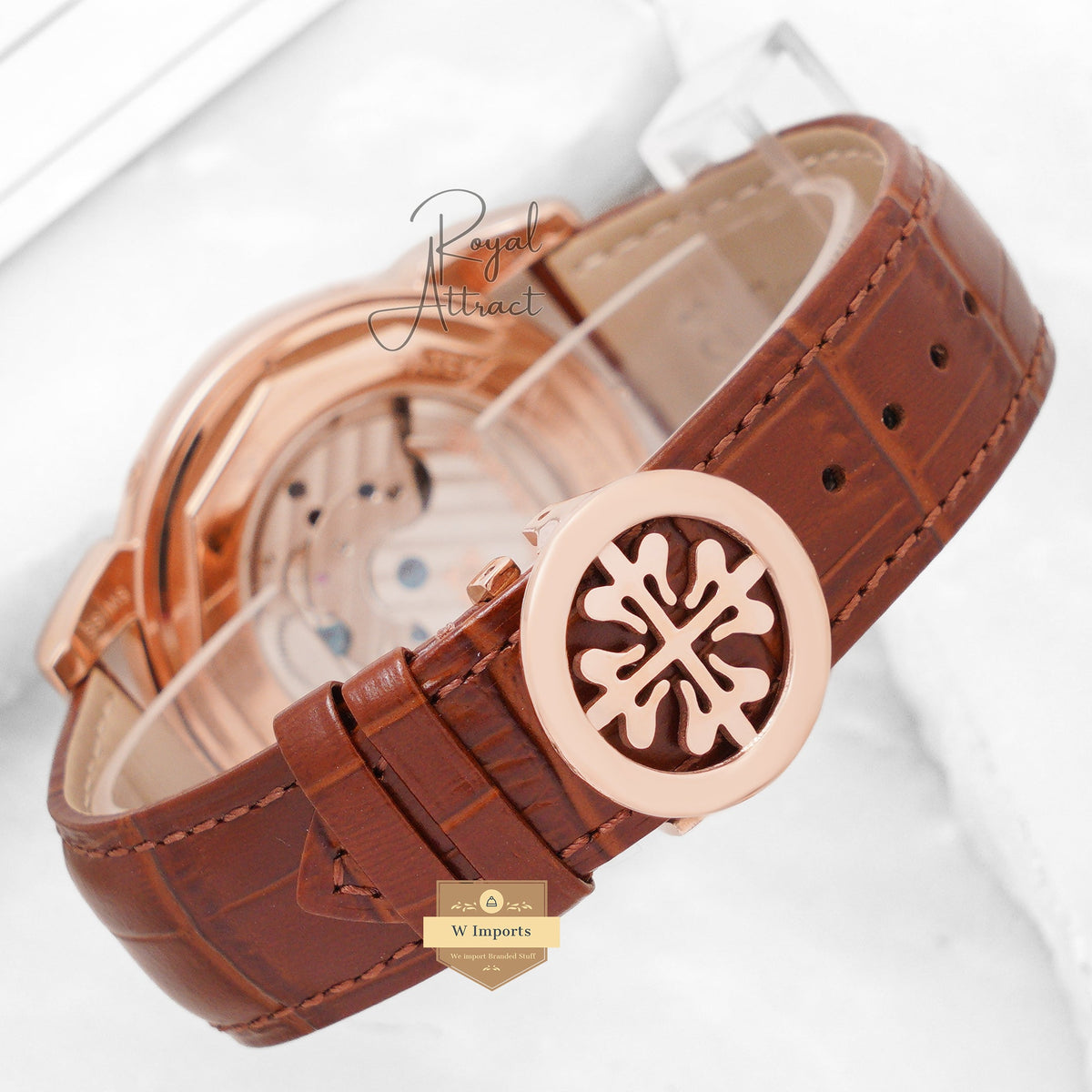 Latest Collection Chronograph Rose Gold Case With Brown Dial & Leather Strap