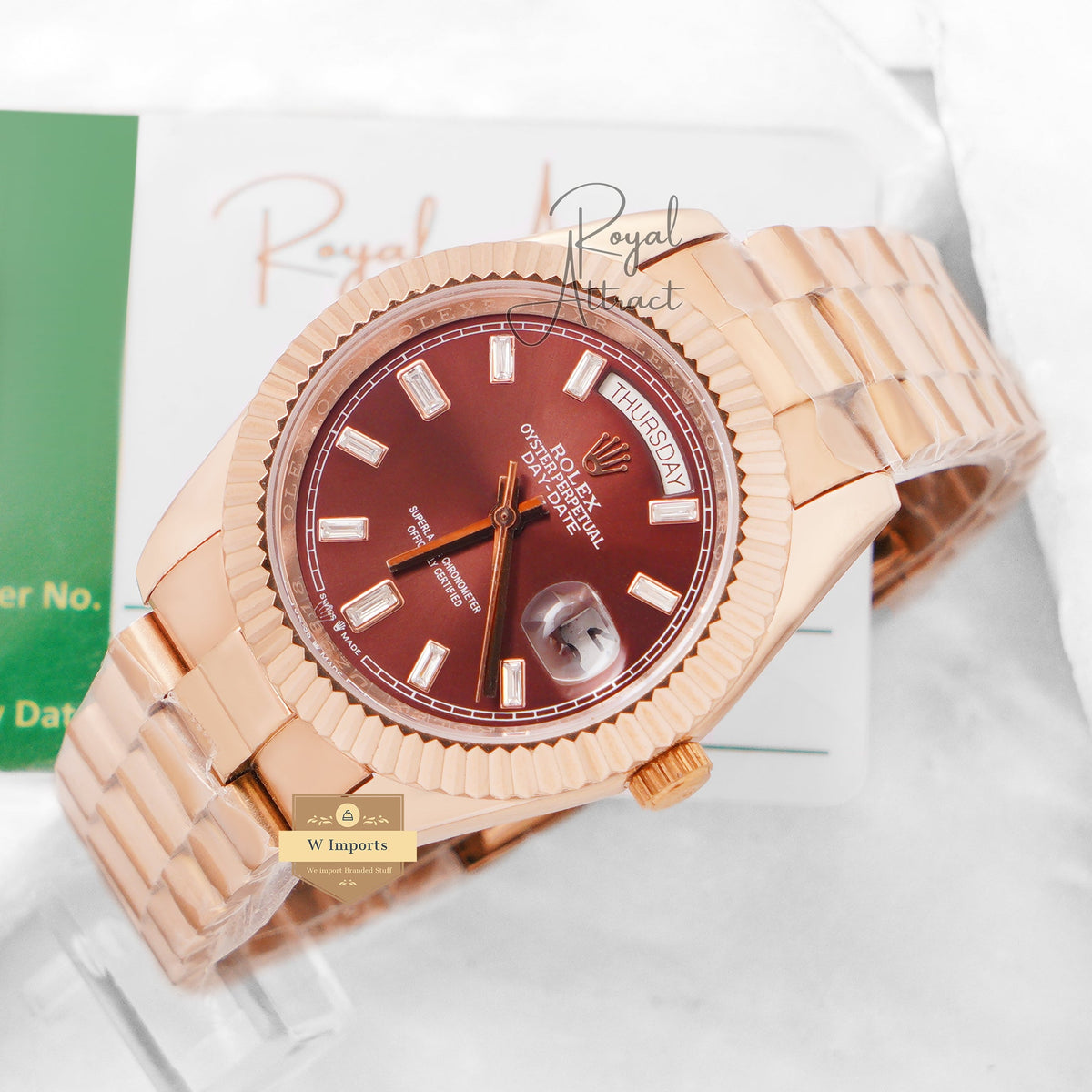 Latest Collection 40 Rose Gold With Stone Bezel Brown Dial Automatic Watch ZR Factory