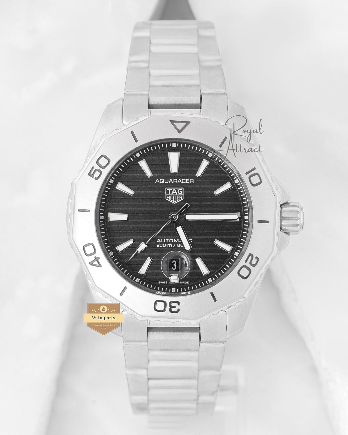Latest Collection Silver With Black Dial Automatic Chain Watch