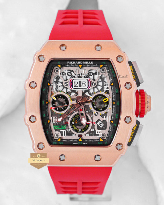 Latest Collection Chronograph Rose Gold With Red Rubber Strap Automatic Watch