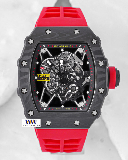 Latest Collection Black Case With Skeleton Dial & Red Rubber Strap Automatic Watch