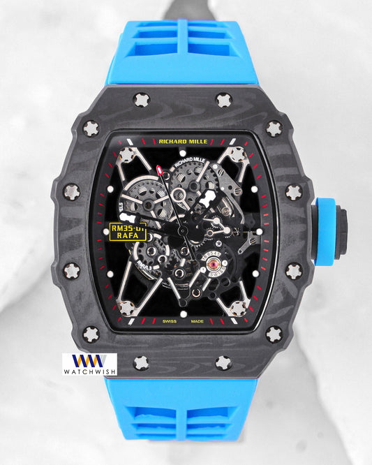 Latest Collection Black Case With Skeleton Dial & Blue Rubber Strap Automatic Watch