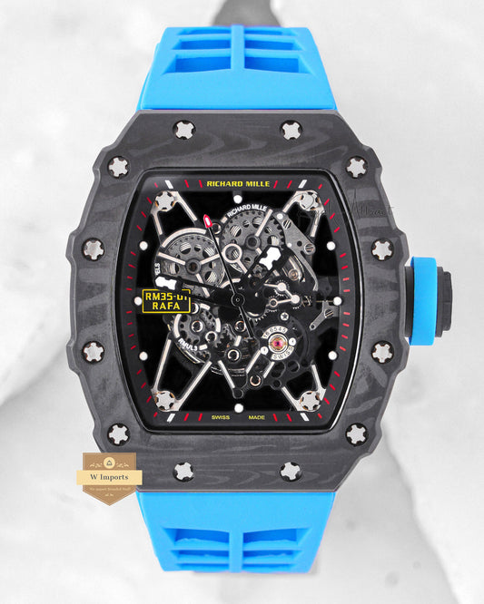 Latest Collection Black Case With Skeleton Dial & Blue Rubber Strap Automatic Watch