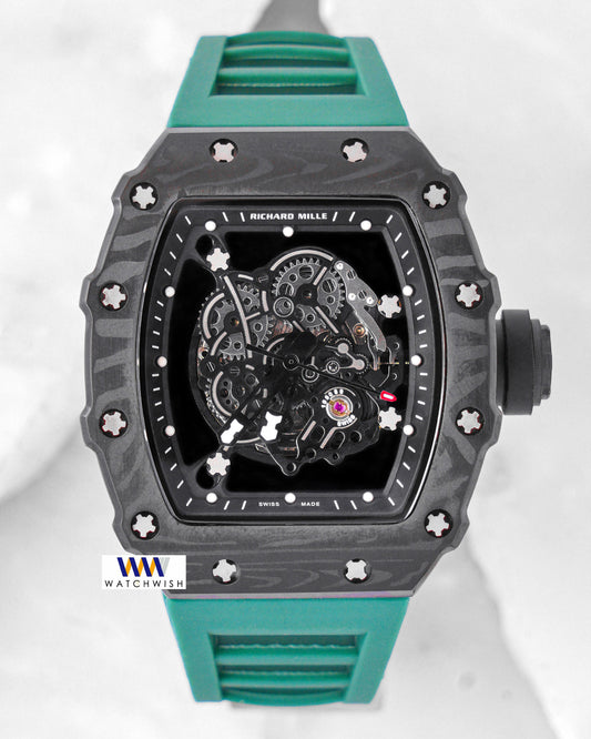 Latest Collection Black Case With Skeleton Dial & Green Rubber Strap Automatic Watch
