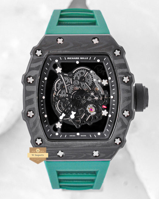 Latest Collection Black Case With Skeleton Dial & Green Rubber Strap Automatic Watch
