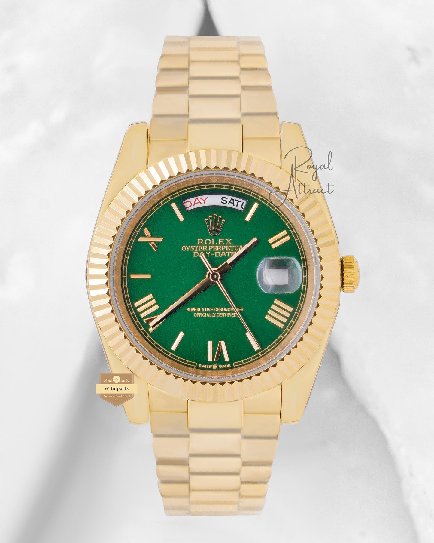 New Collection 40mm Yellow Gold With Green Dial Roman Figure V3 Made