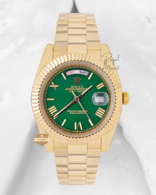 New Collection 40mm Yellow Gold With Green Dial Roman Figure V3 Made
