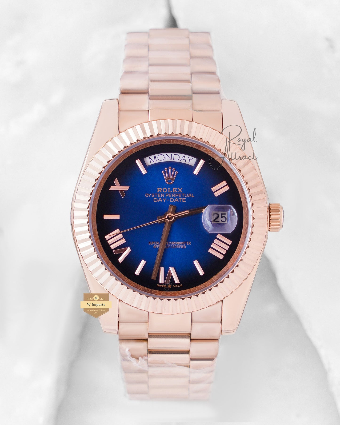 New Collection 40mm Rose Gold With Blue Dial Roman Figure V3 Made