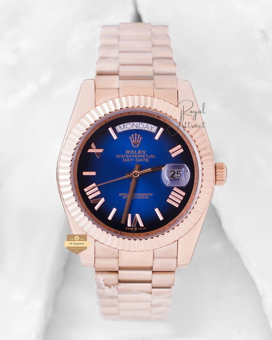 New Collection 40mm Rose Gold With Blue Dial Roman Figure V3 Made