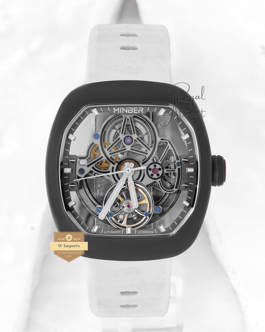 Minber Steel Skeleton Black Case With Skeleton Dial Mechanical Watch