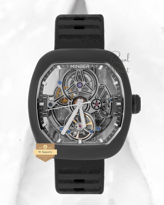 Minber Steel Skeleton All Black Case With Skeleton Dial Mechanical Watch