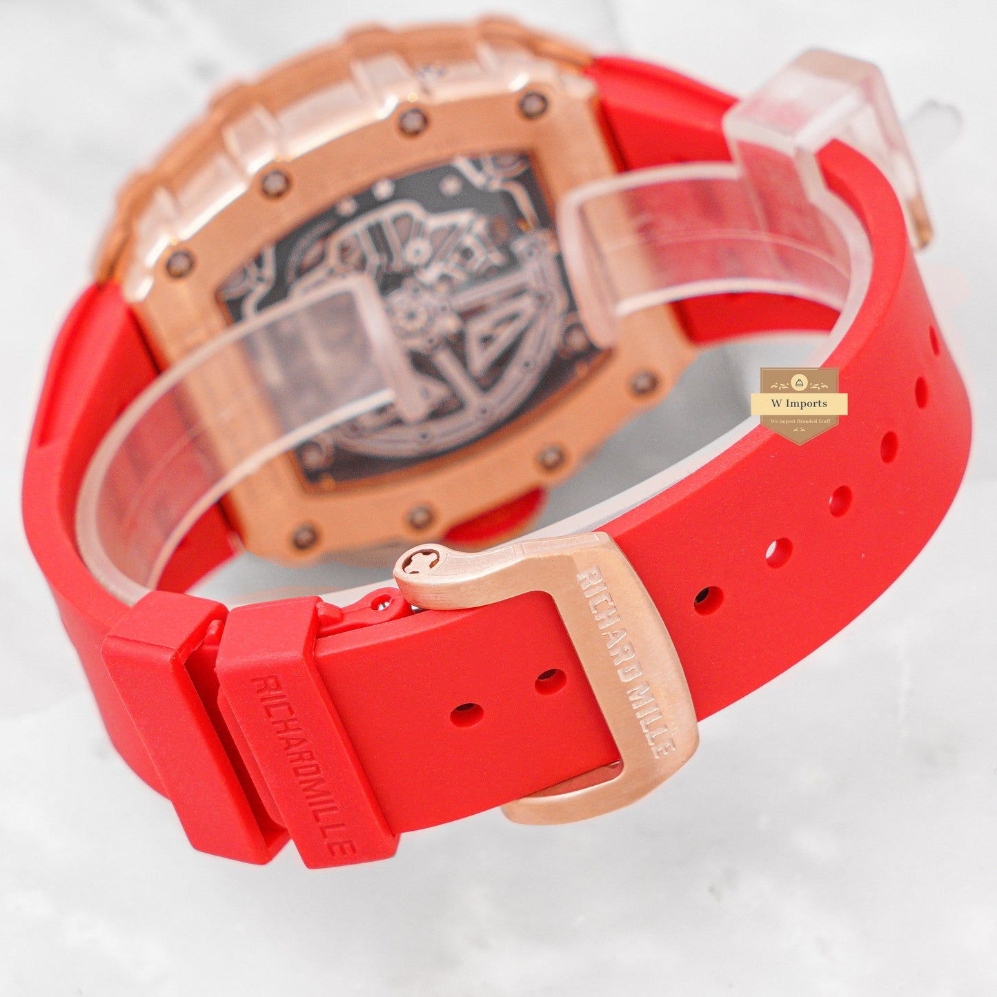 Latest Collection Chronograph Rose Gold With Red Rubber Strap Automatic Watch