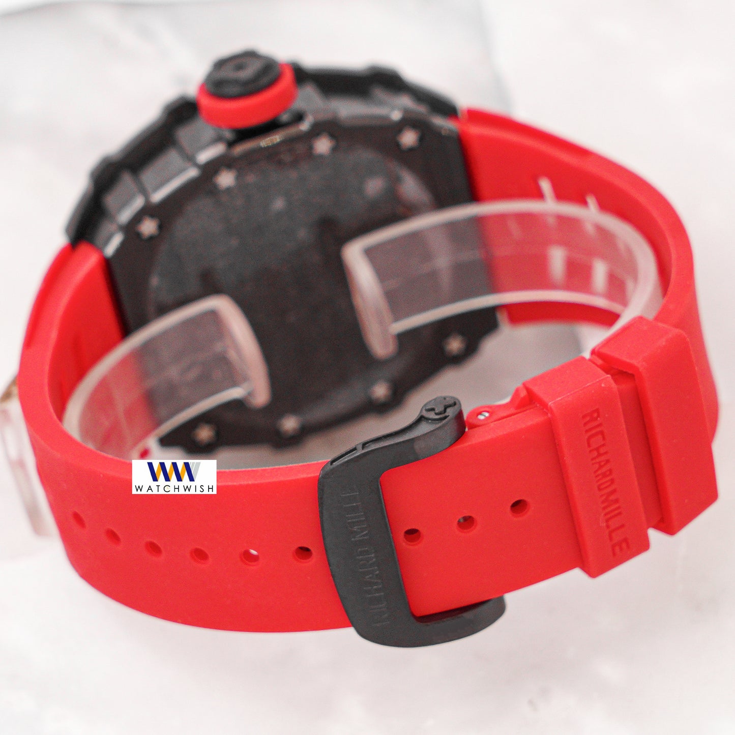 Latest Collection Black Case With Skeleton Dial & Red Rubber Strap Automatic Watch