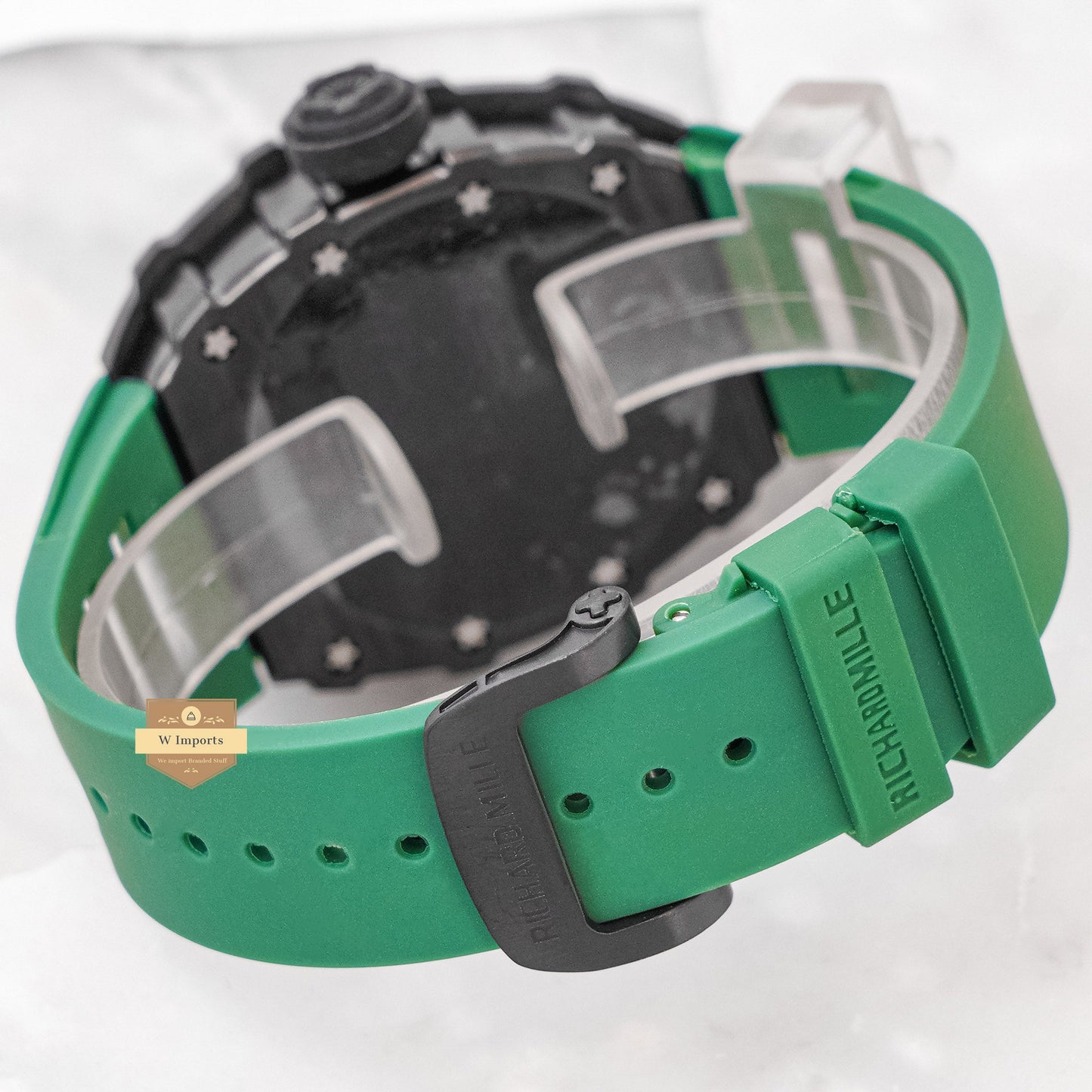 Latest Collection Black Case With Skeleton Dial & Green Rubber Strap Automatic Watch
