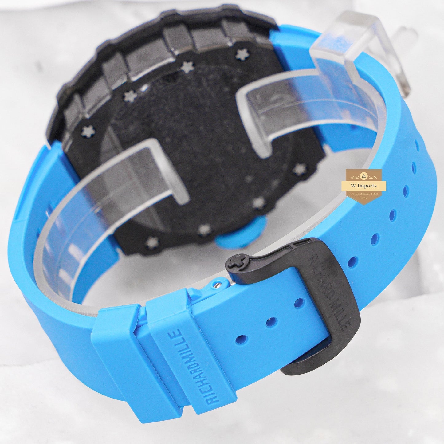 Latest Collection Black Case With Skeleton Dial & Blue Rubber Strap Automatic Watch