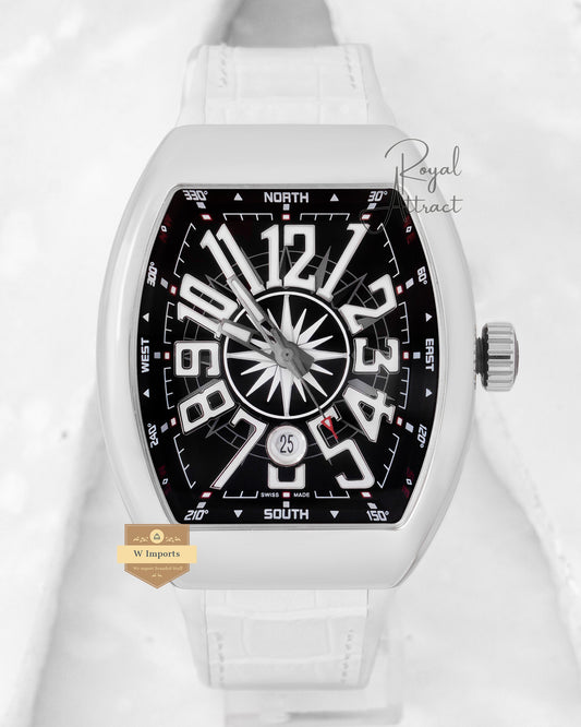 Latest Collection Silver Case With Black Dial & Leather Strap Automatic Watch