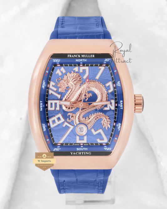 Latest Collection Dragon Dial Rose Gold Matt Case With Blue Pvc Strap