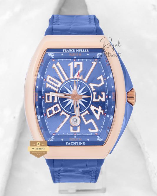 New Collection Rose Gold Case With Blue Dial & Leather Strap Automatic Watch