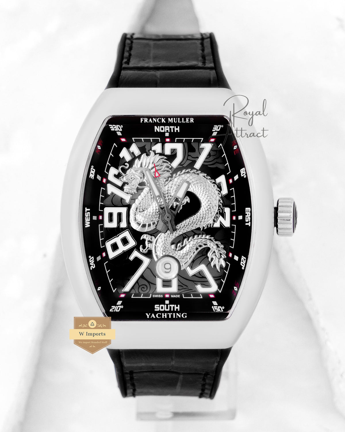 Latest Collection Dragon Dial Silver Case With Black Pvc Strap