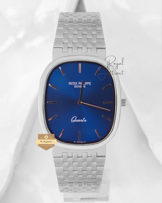 Latest Collection Square Silver With Blue Dial Chain Watch