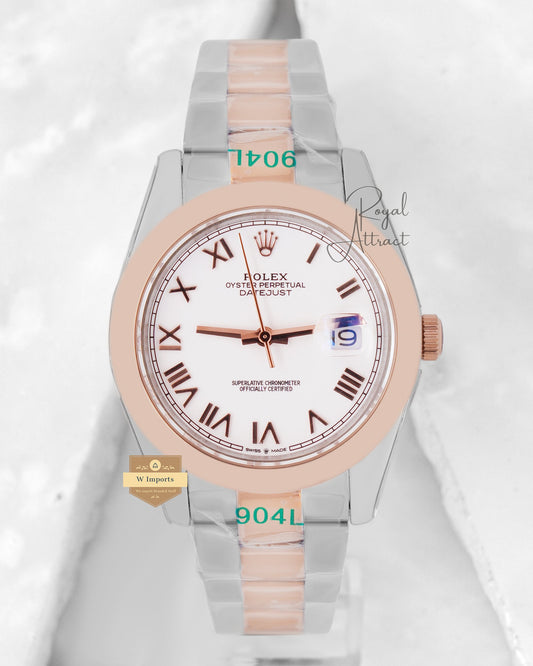 New Collection 41 Two Tone Rose Gold With White Dial V3 Made