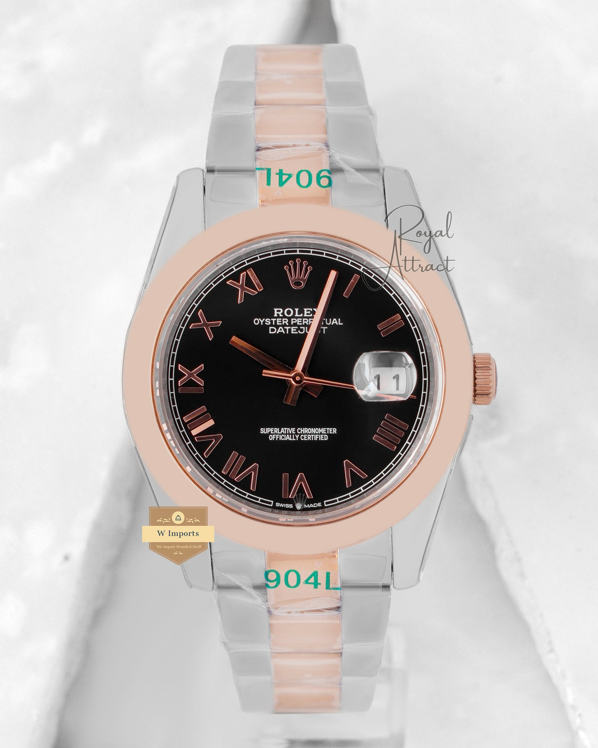 New Collection 41 Two Tone Rose Gold With Black Dial V3 Made