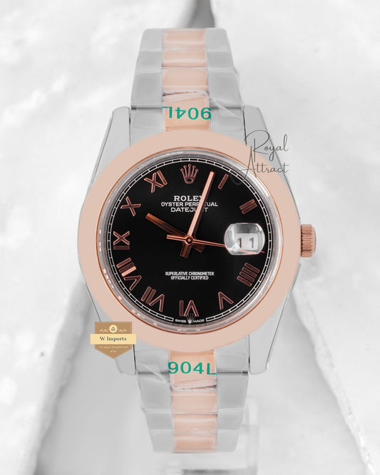 New Collection 41 Two Tone Rose Gold With Black Dial V3 Made