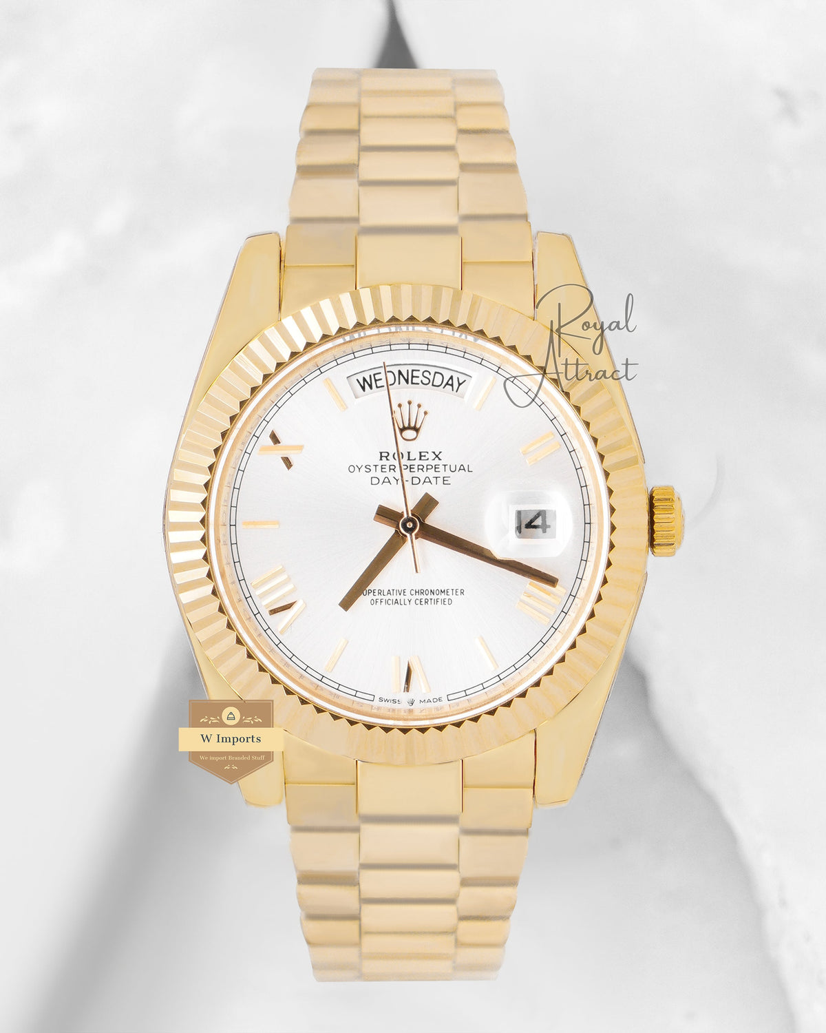 New Collection 40mm Yellow Gold With White Dial Roman Figure V3 Made